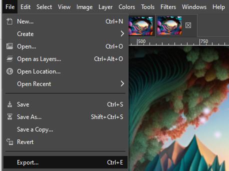 Export in GIMP