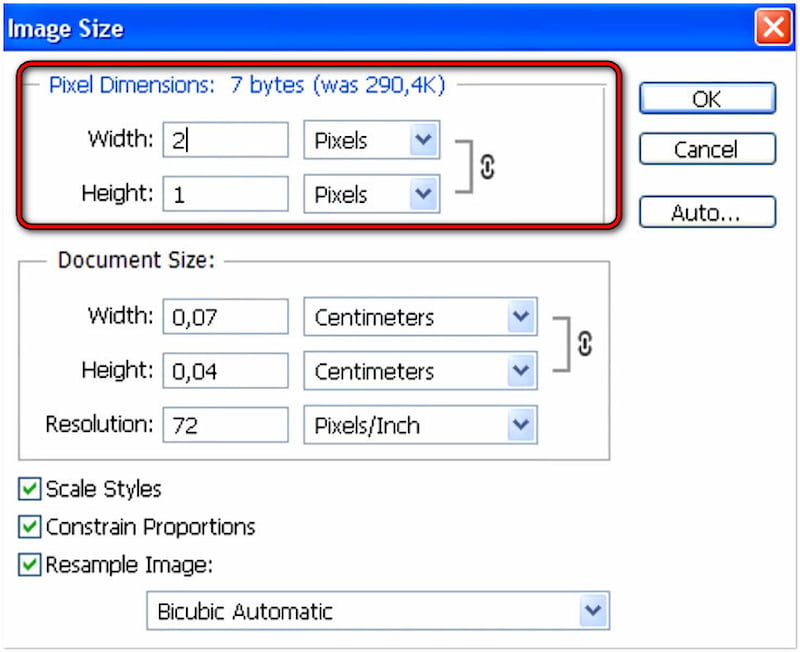 Adjust Pixel Dimension