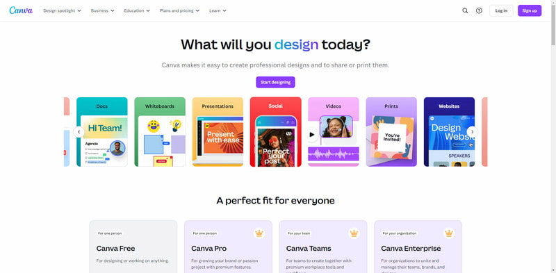 Canva Homepage