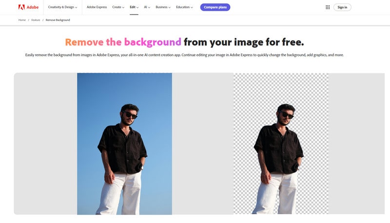 Adobe Express Remove Background Effect
