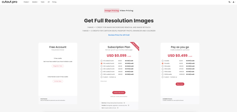 Cutout Pro Pricing