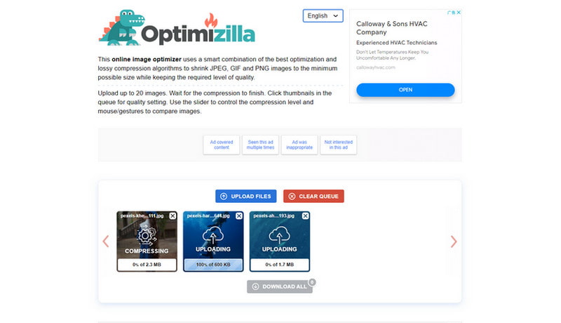 Optimizilla Add Images Want to Compress