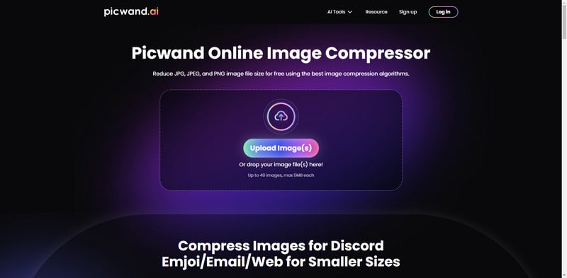 Picwand Image Compressor Webpage