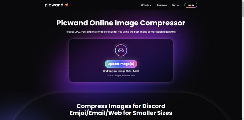 Picwand Online Image Compressor Homepage