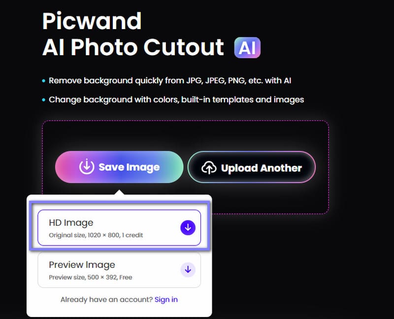 Picwand Save HD Image without Background