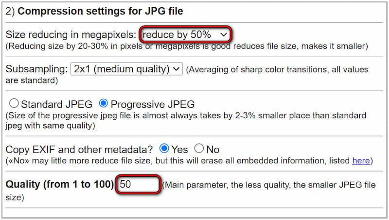 Set Compression Settings