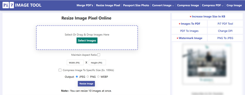 Pi7 Resize Image Pixel Online